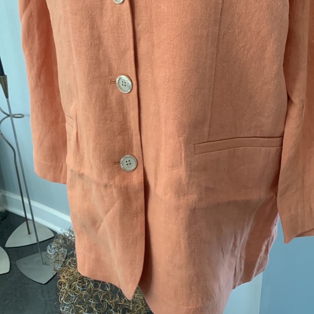 NWT H&M Premium Collection Coral/Orange Linen Blazer - Picture 5 of 13